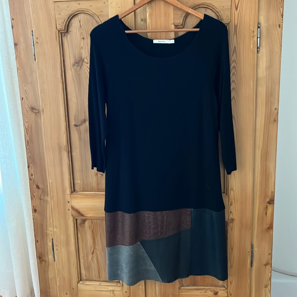 Bailey44 black dress with leather-like trim
